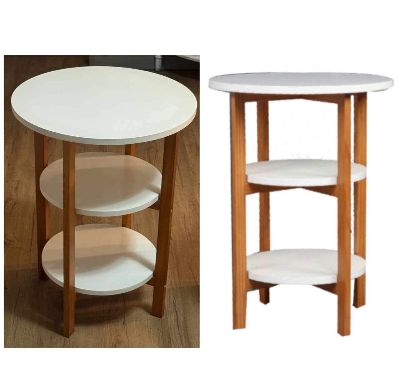 24” X 18” Set of 2 3 Layer Service Table - White And Brown - photo 3