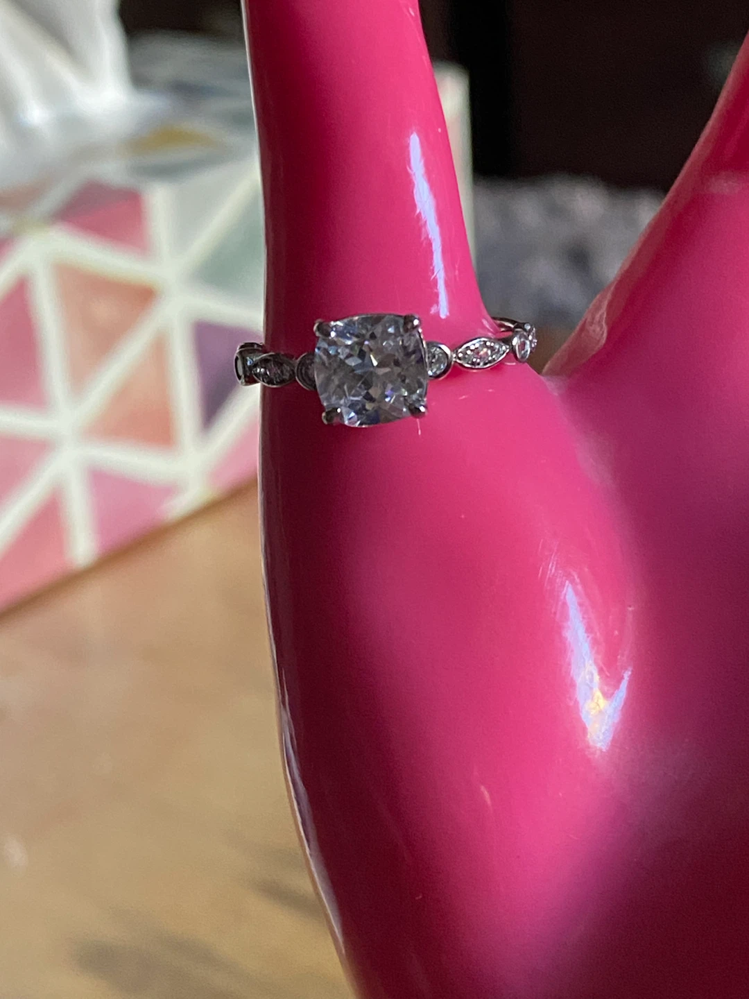 Sterling Silver Cushion Cut Engagement Ring