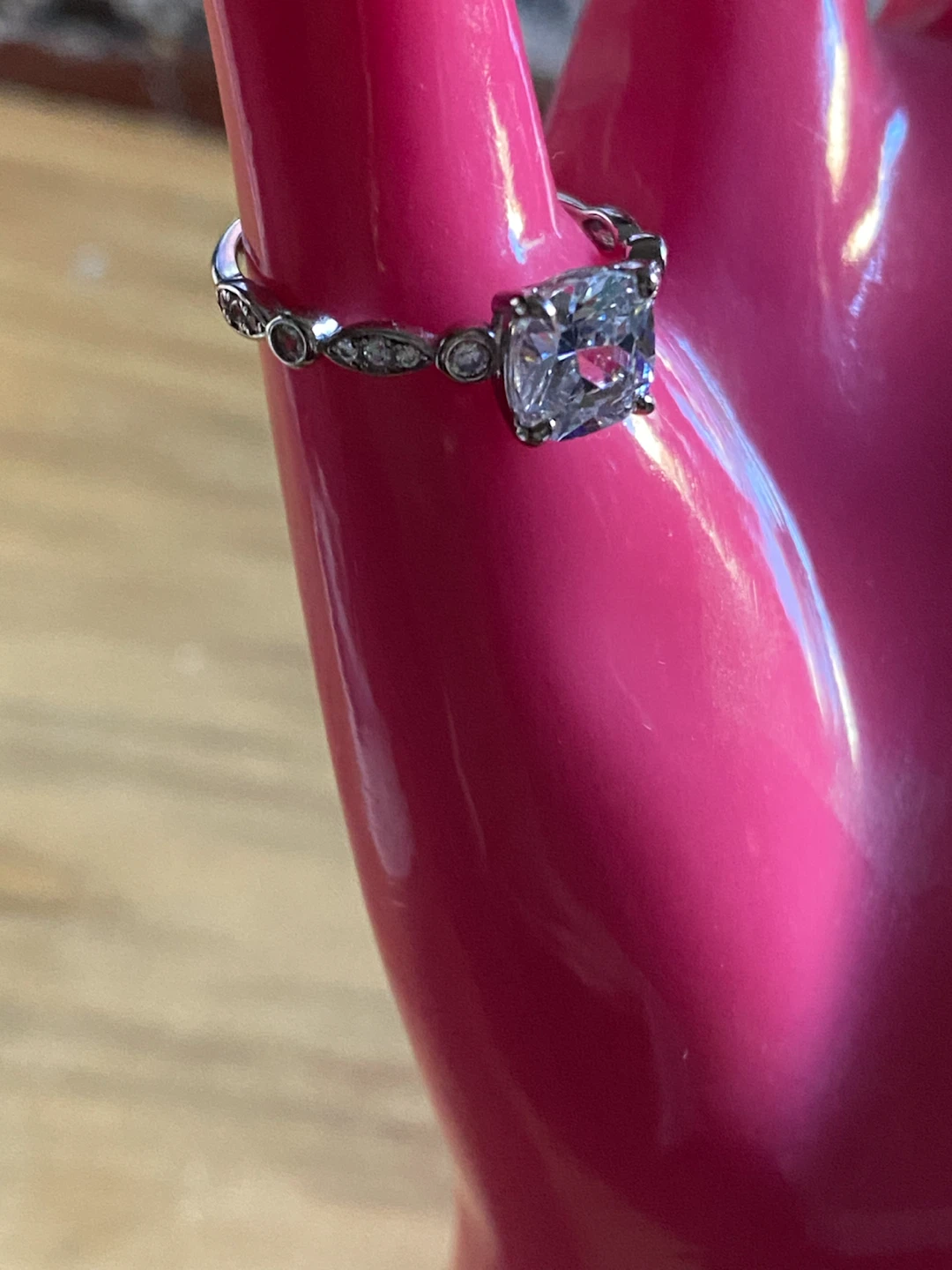 Sterling Silver Cushion Cut Engagement Ring - photo 2