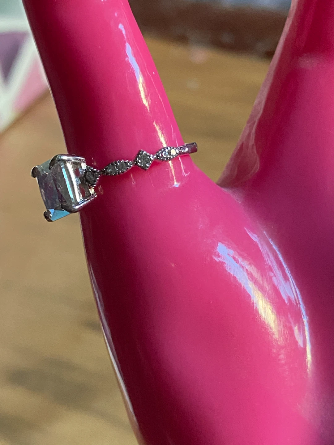 Sterling Silver Ring with Square Cut Gemstone - photo 2