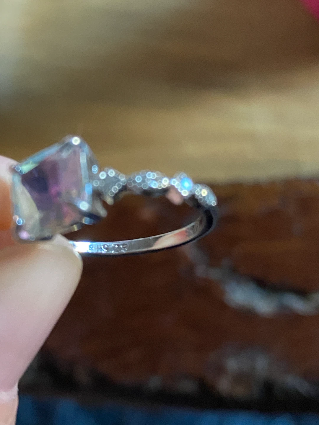 Sterling Silver Ring with Square Cut Gemstone - photo 3