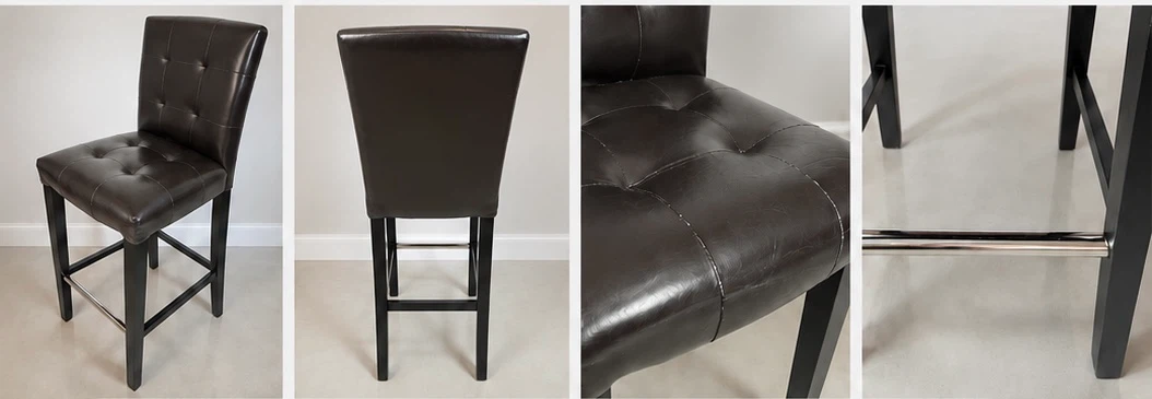 Pair of Dark Brown Faux Leather Counter Stools - photo 2