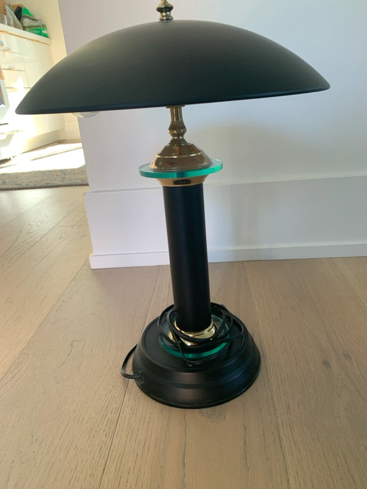 Black Metal Table Lamp with Brass Accents