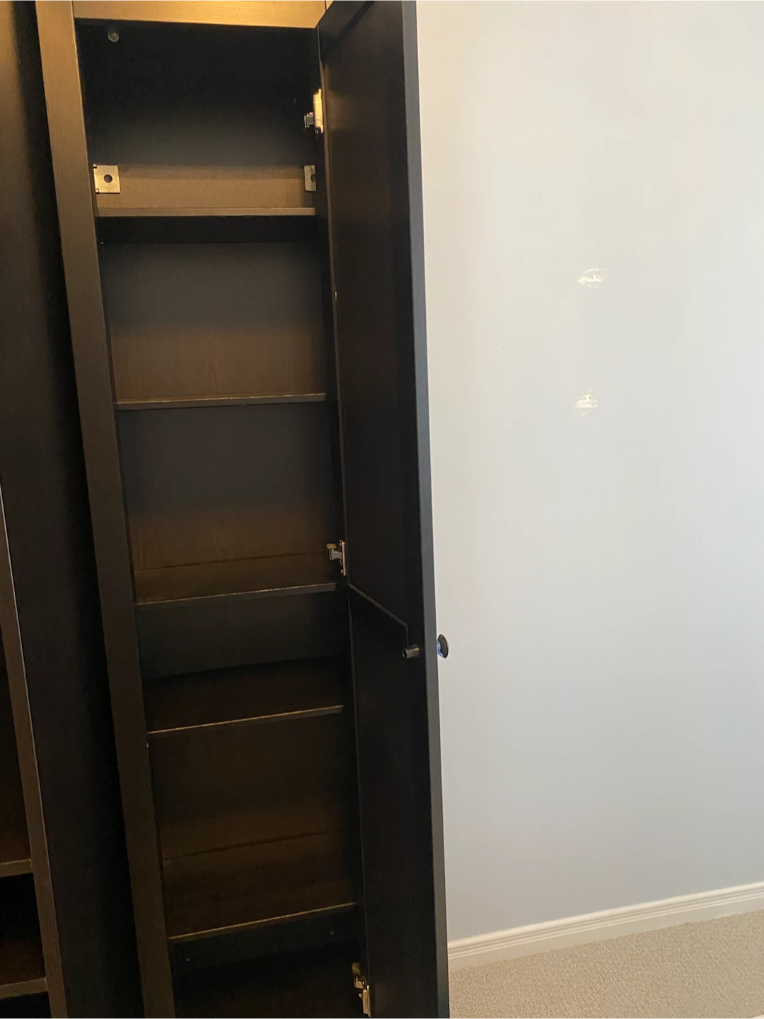 Dark Wood Full Length Mirror Wardrobe with Shelving - photo 2