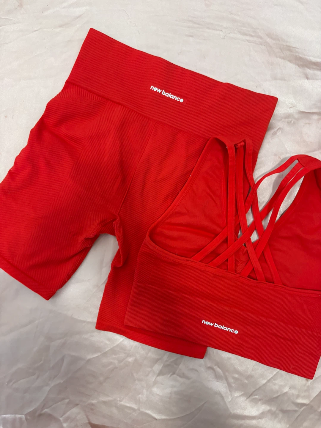New Balance Red Sports Bra & Bike Shorts Set - photo 3