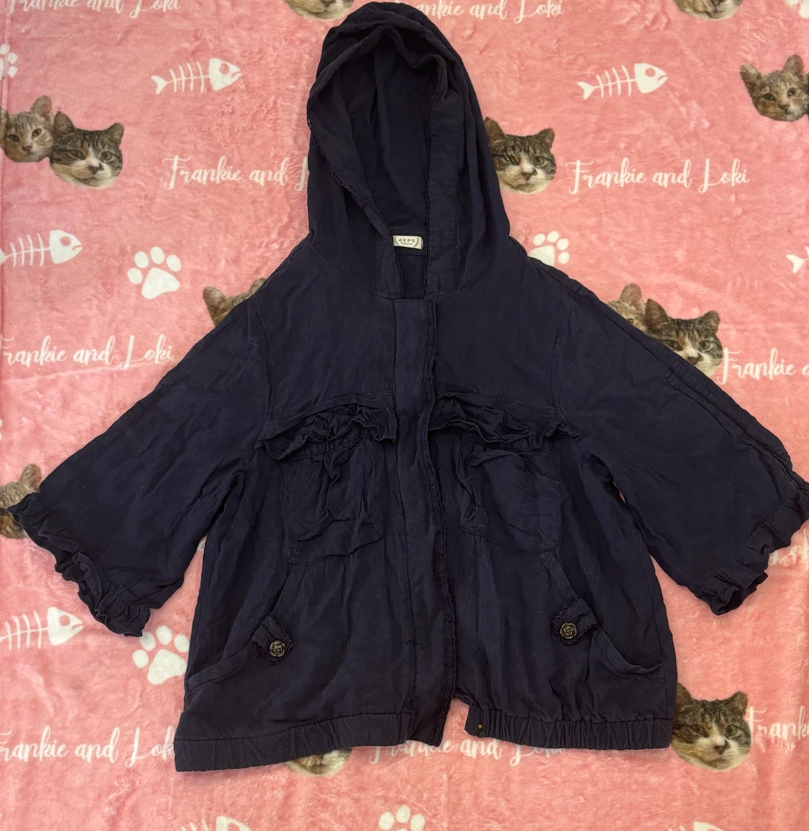 Axes Femme Navy Blue Hooded Jacket