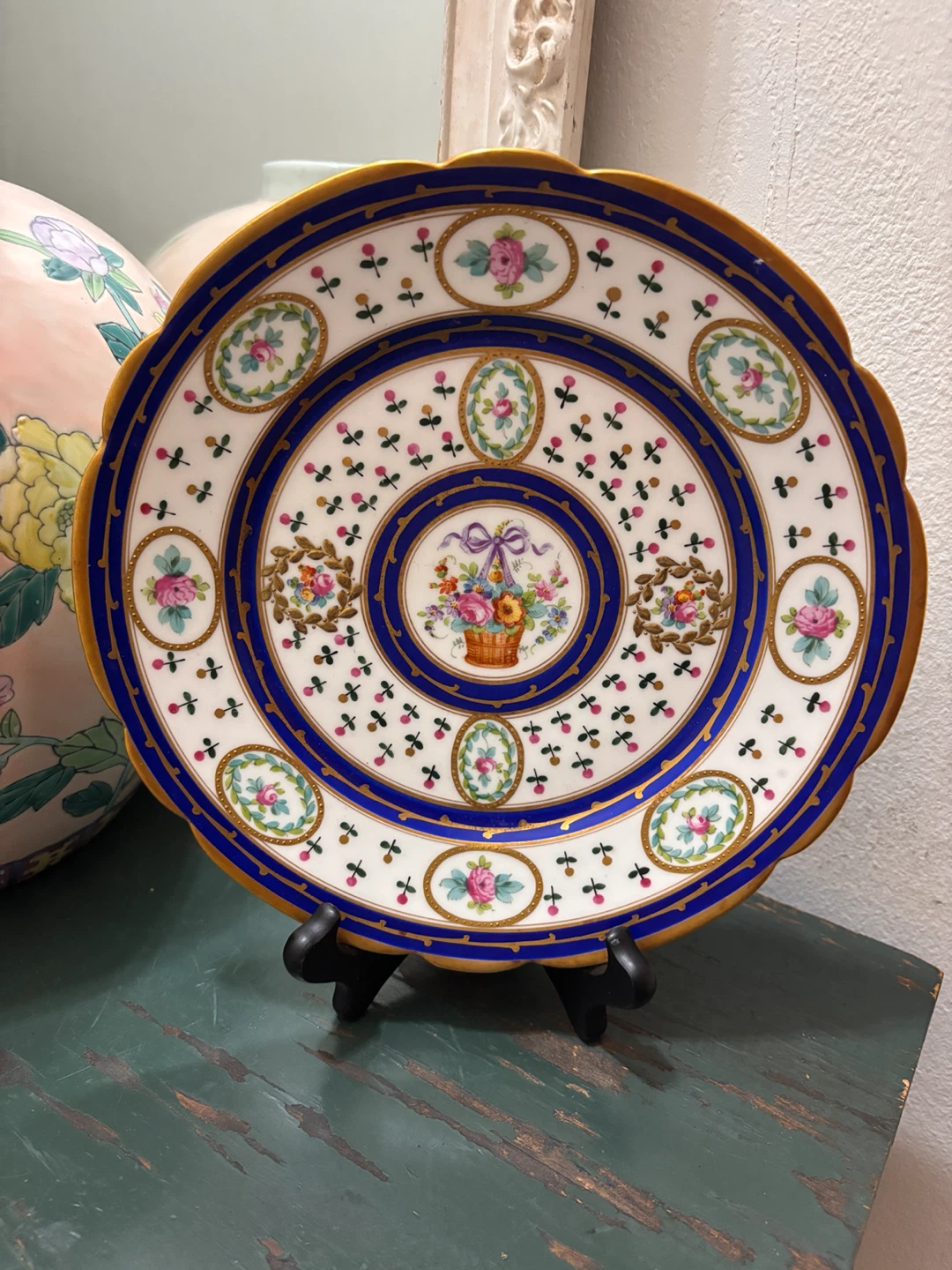 Gorgeous SEVRES Style Revival Hand-Painted Floral Dinner Plates