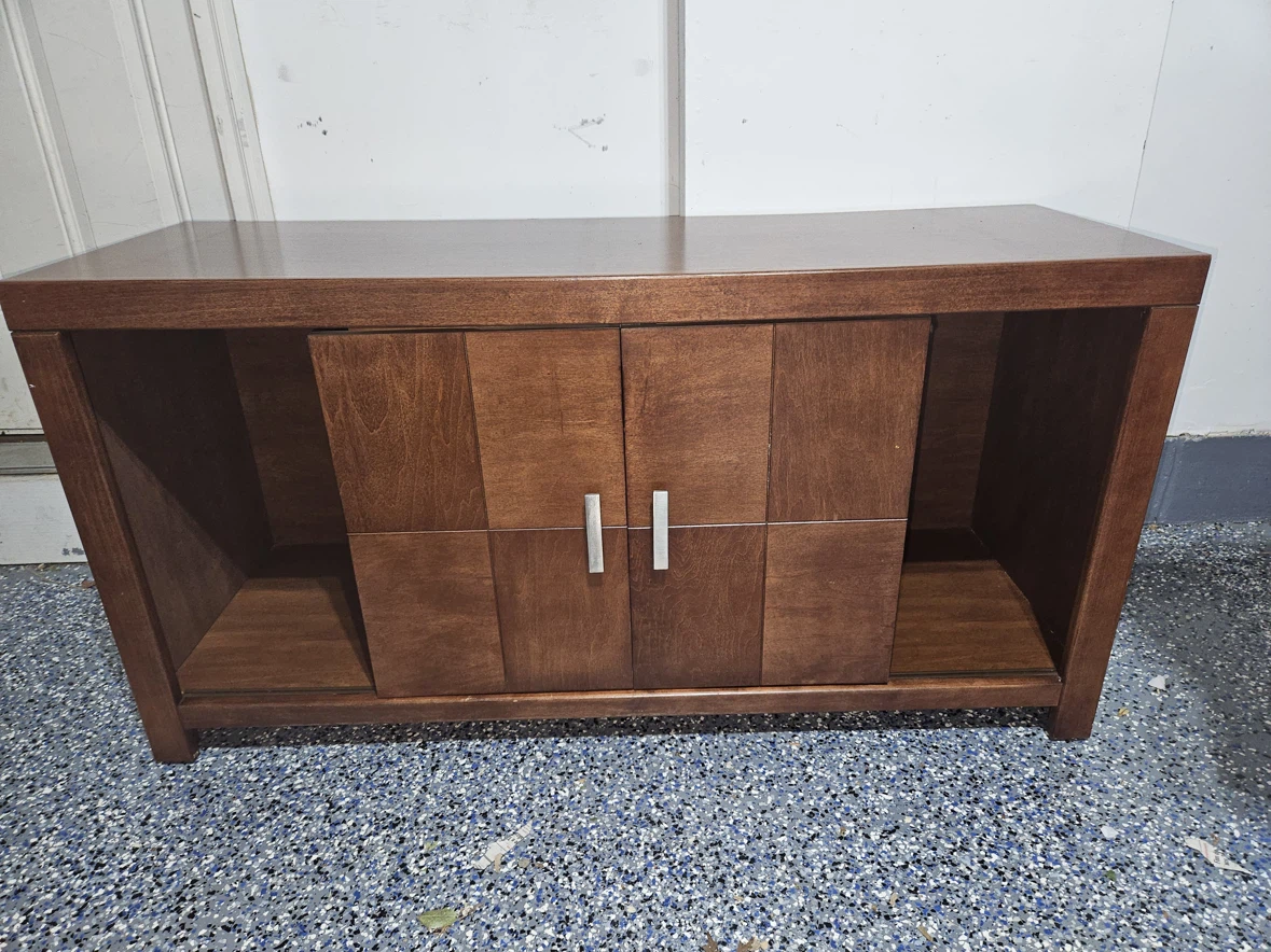 Brown Media Console with Cabinet Doors