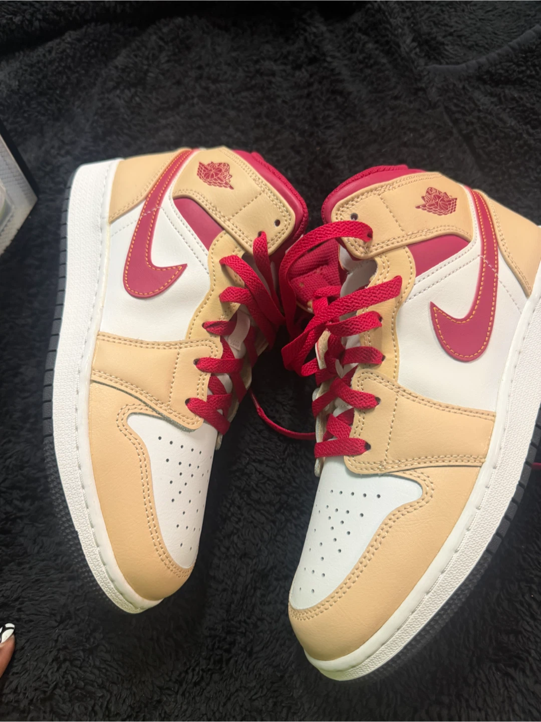 Nike Air Jordan 1 Mid Coconut Milk Gym Red GS - photo 2