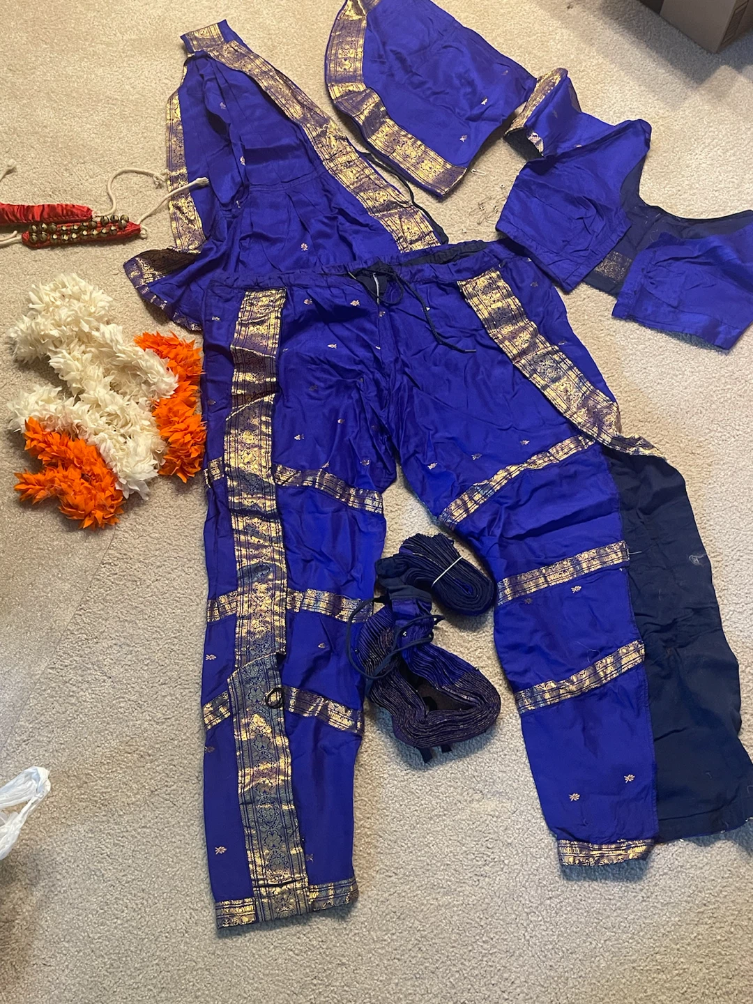 Blue and Gold Bharatanatyam Costume