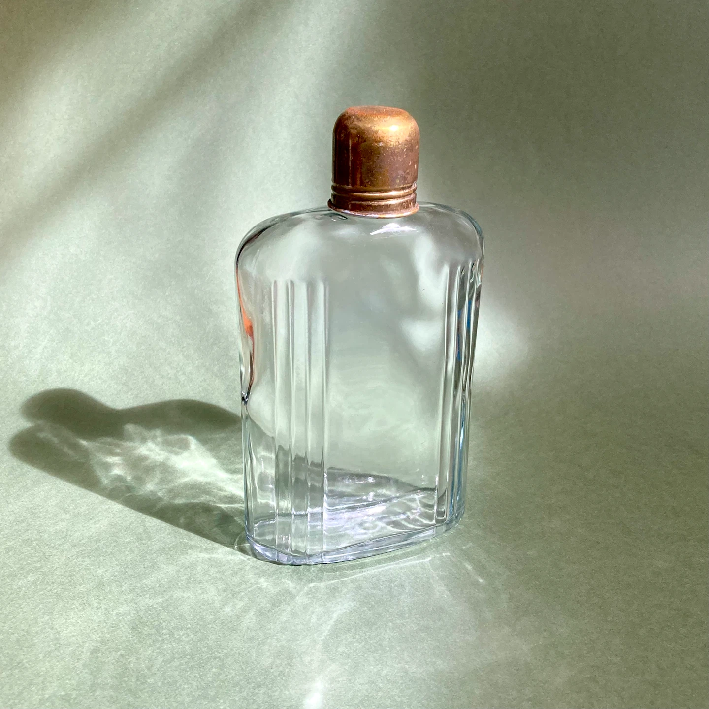 Vintage Ribbed Glass Hip Flask
