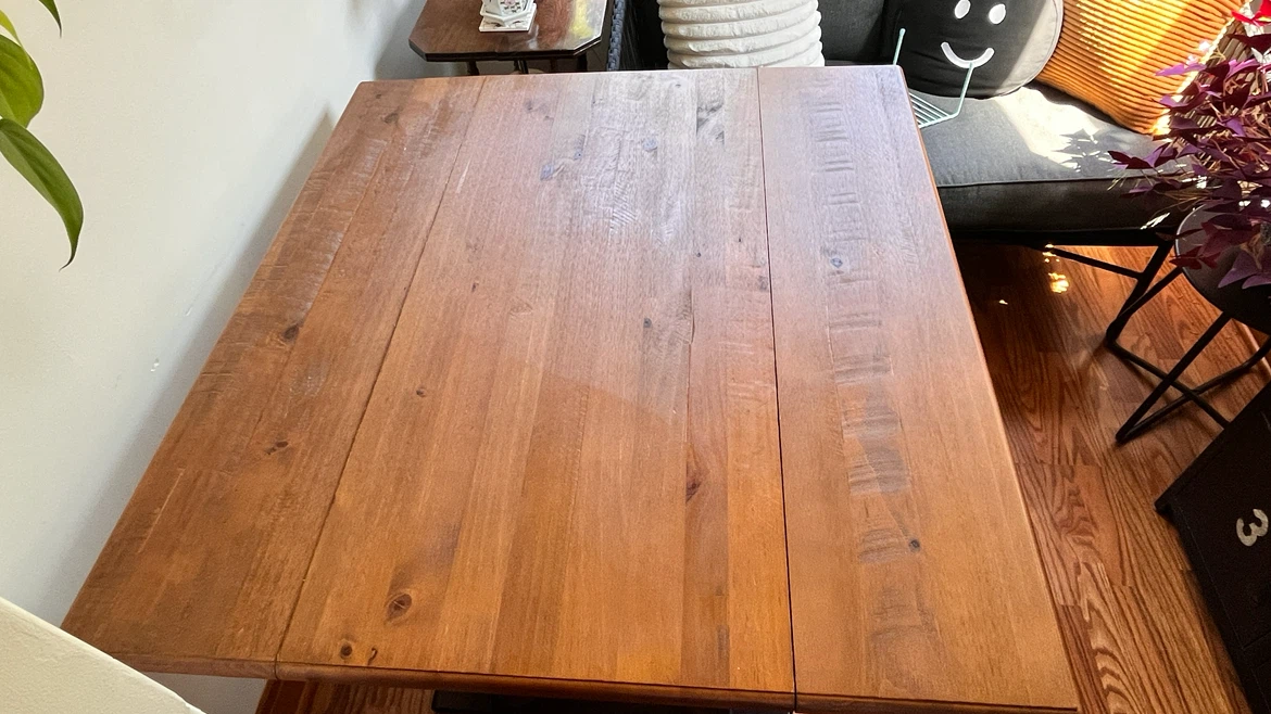 Extendable wooden table with metal legs - photo 3