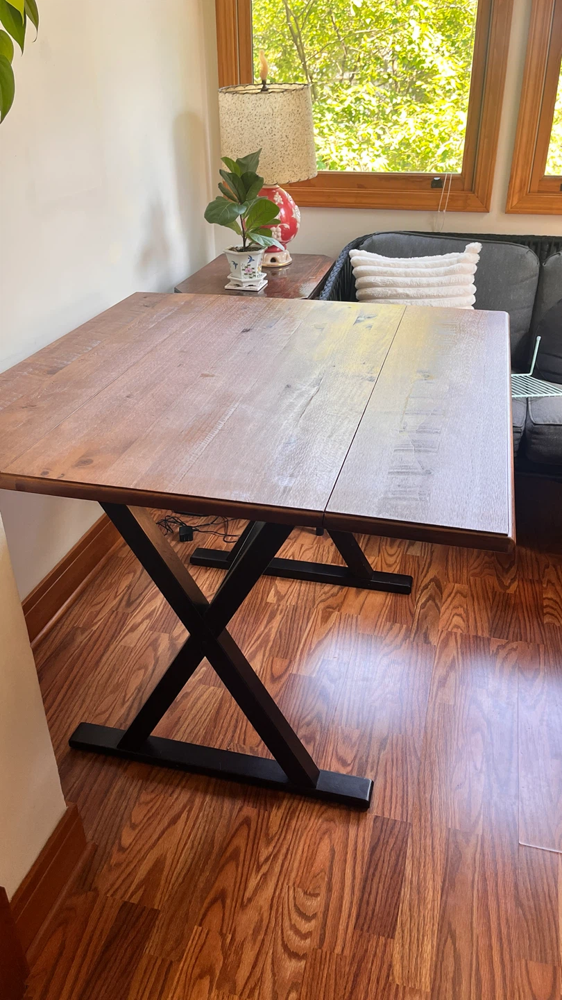 Extendable wooden table with metal legs - photo 4
