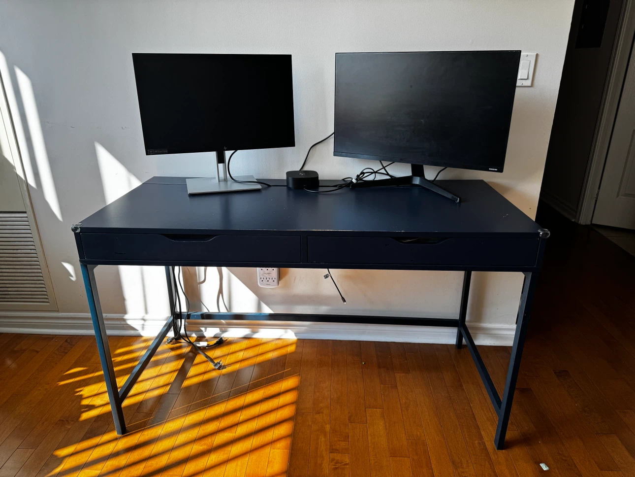 Ikea Navy Blue Writing Desk with Drawers and cable management - photo 3
