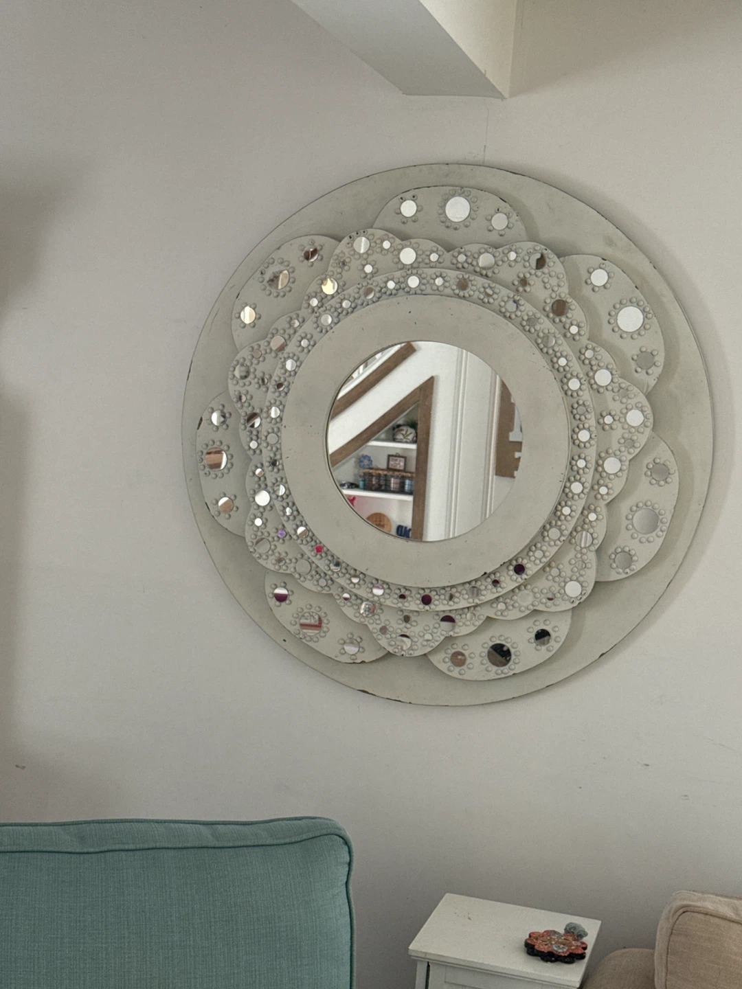 Round Decorative Wall Mirror with Mirrored Accents - photo 3