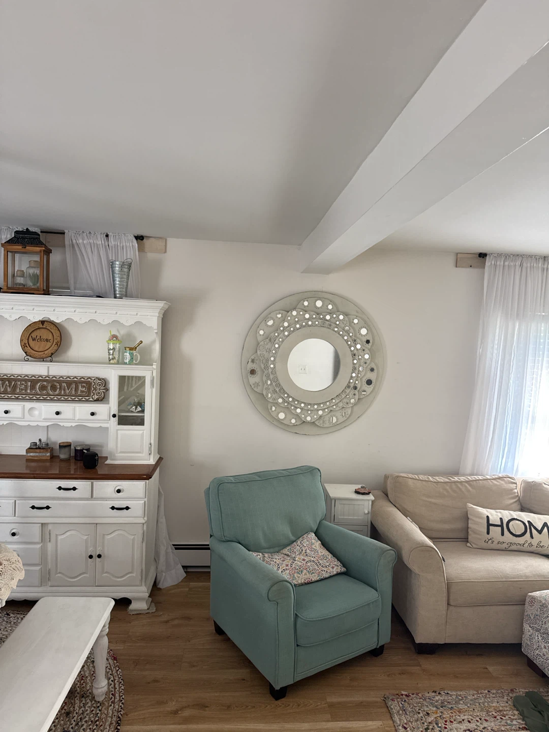 Round Decorative Wall Mirror with Mirrored Accents - photo 4