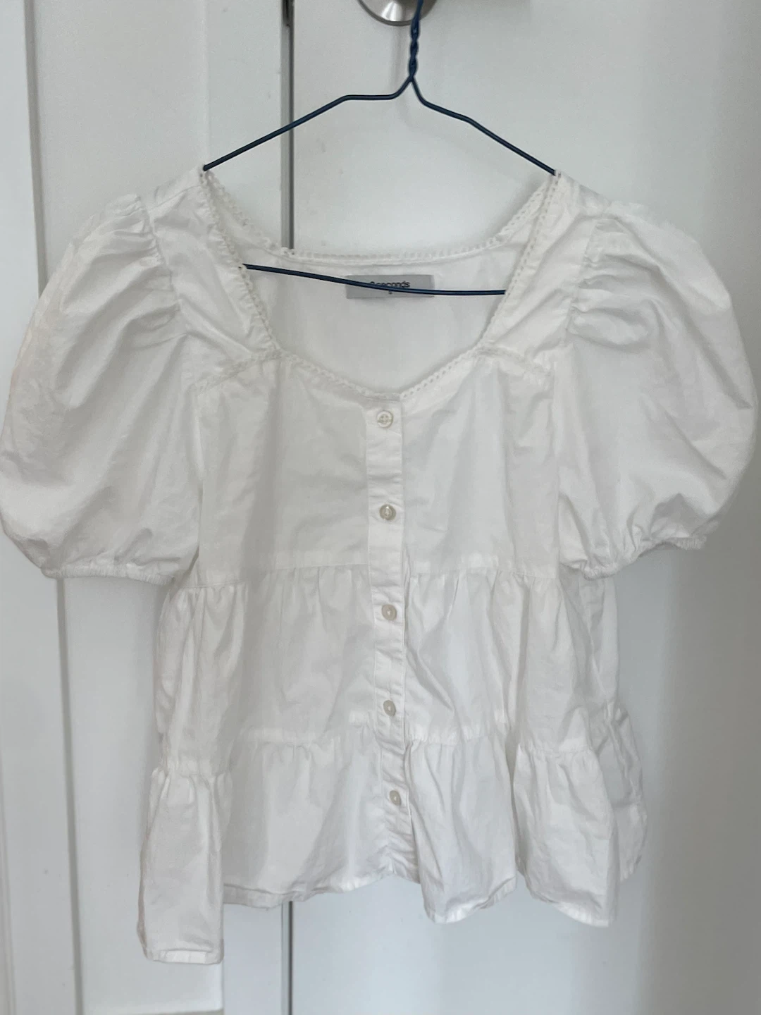White Tiered Puff Sleeve Blouse - photo 2