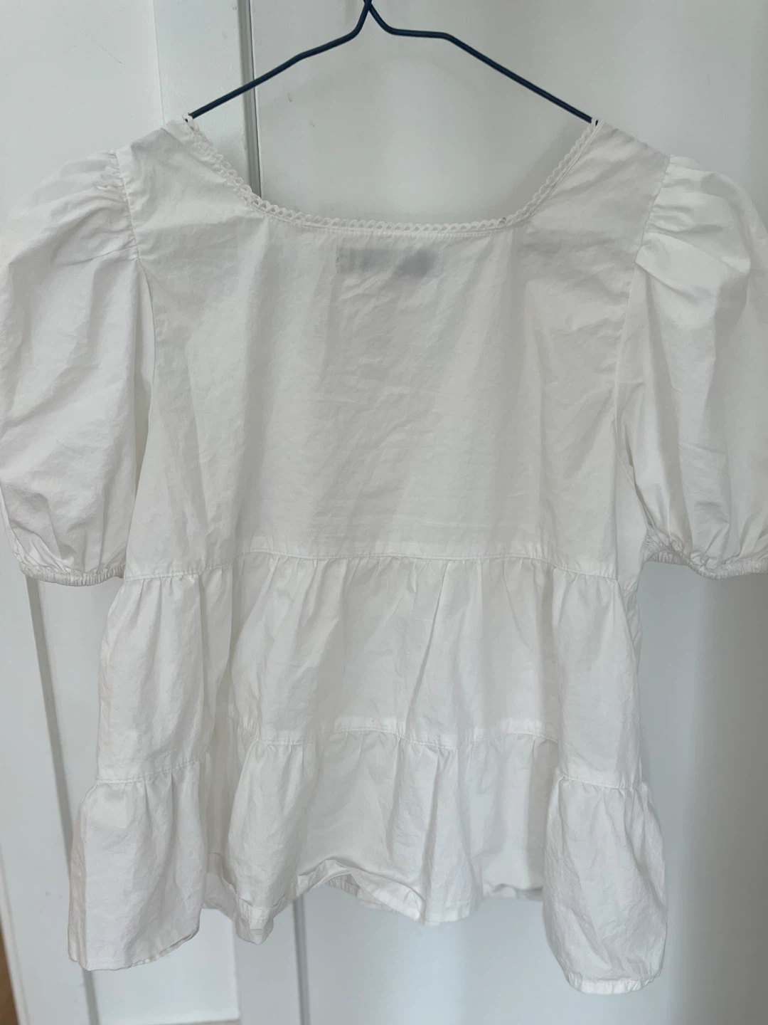 White Tiered Puff Sleeve Blouse - photo 3