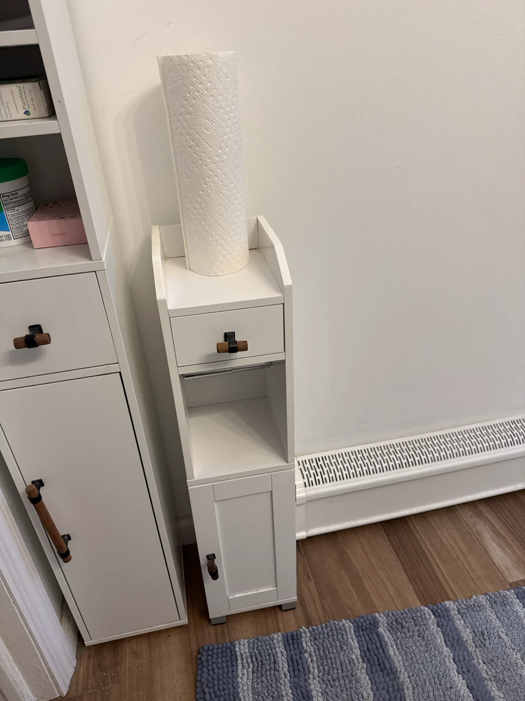 2 White Slim Storage Cabinet with Drawer and Door - photo 3