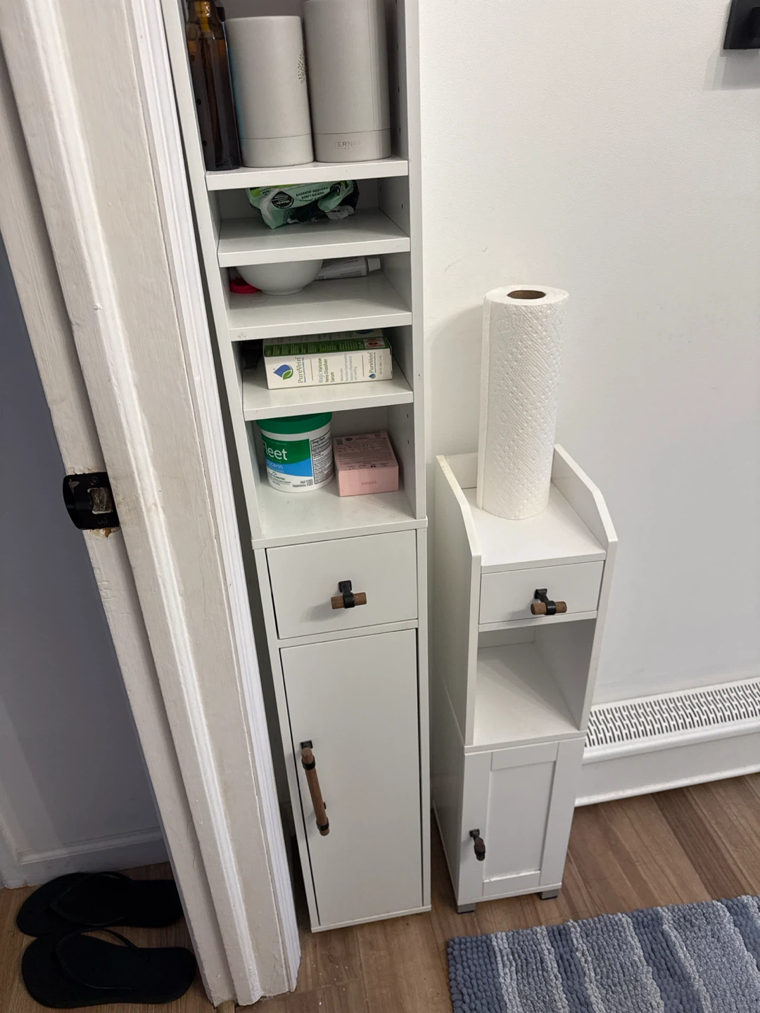 2 White Slim Storage Cabinet with Drawer and Door - photo 4
