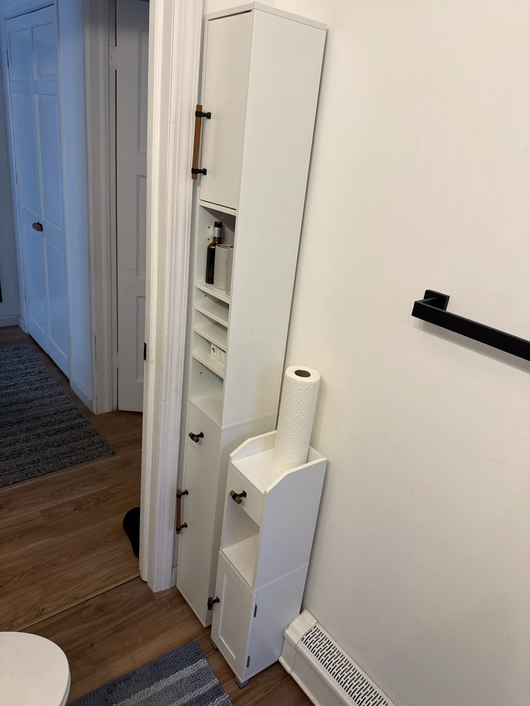 2 White Slim Storage Cabinet with Drawer and Door - photo 5