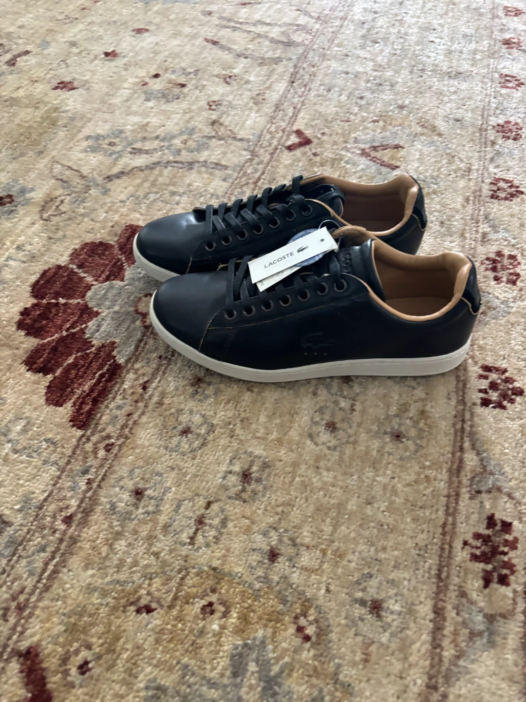 Lacoste Men's Black Leather Sneakers size 8 - photo 4