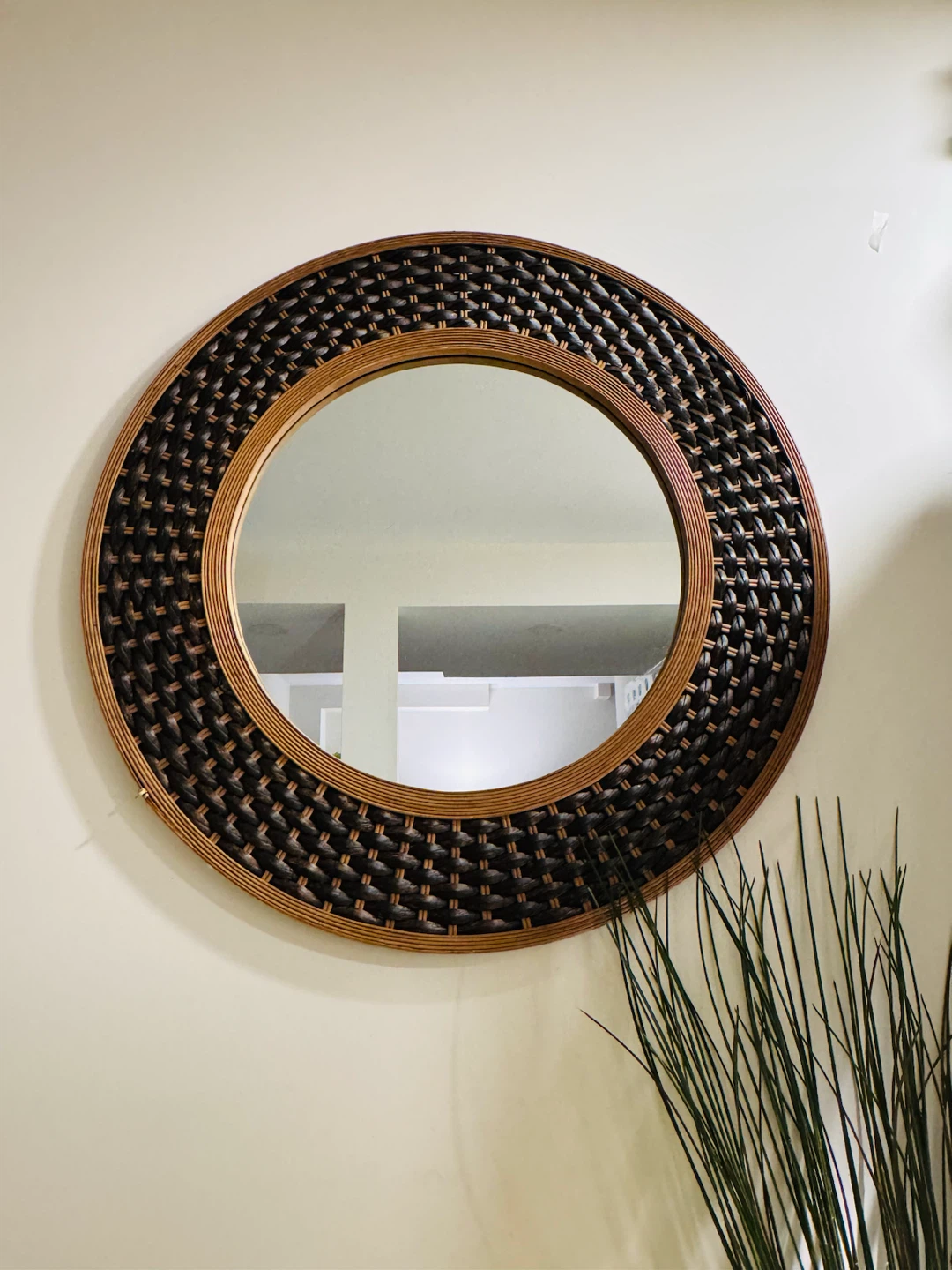 Round Woven Rattan Wall Mirror