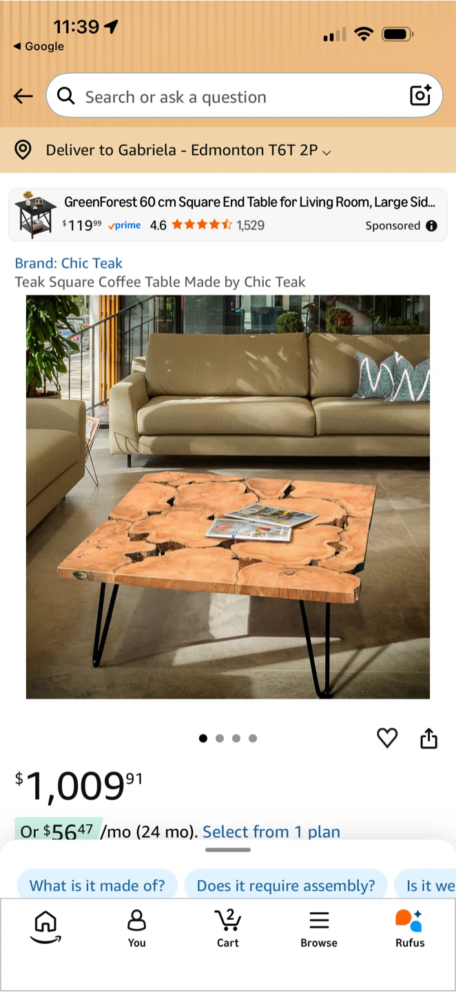 Chic Teak Teak Square Coffee Table - photo 5