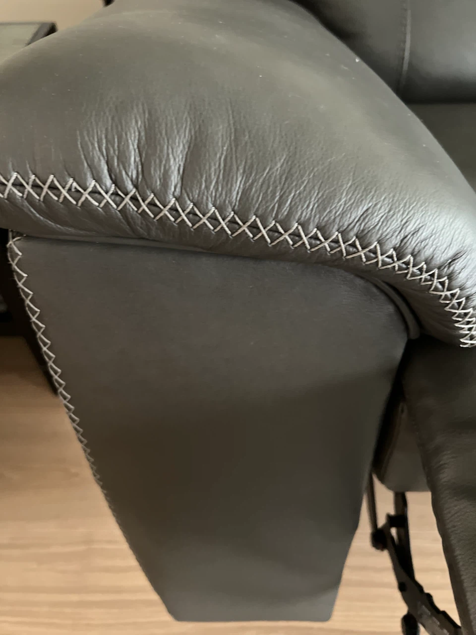Dark Gray Leather Reclining Sofa