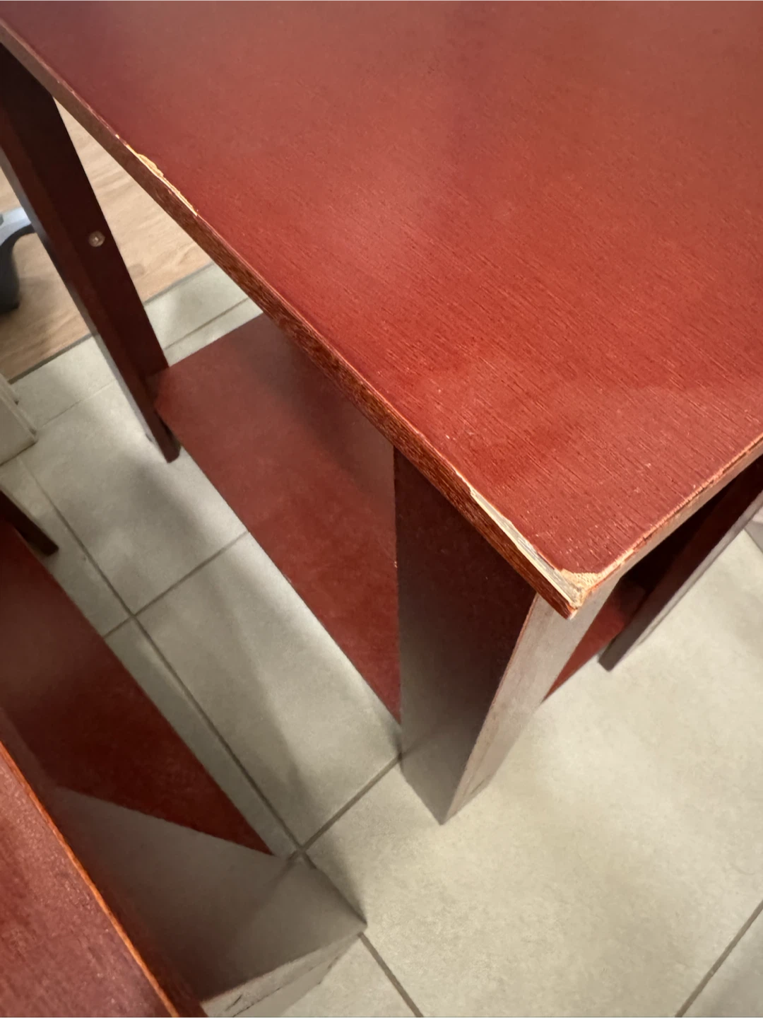 Red Wooden Side Tables with Shelf - Set of 2 - photo 4
