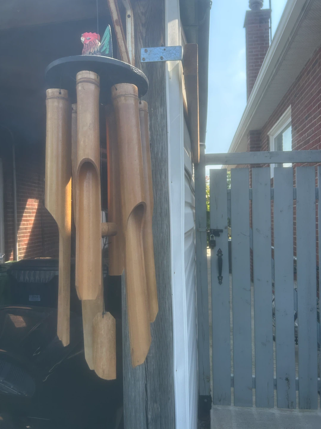 Bamboo Wind Chime with Rooster Topper