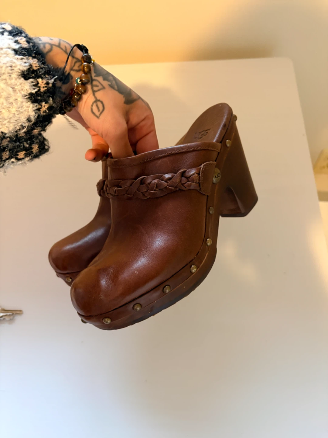 Brown Leather UGG Clogs - Size 7 - photo 2