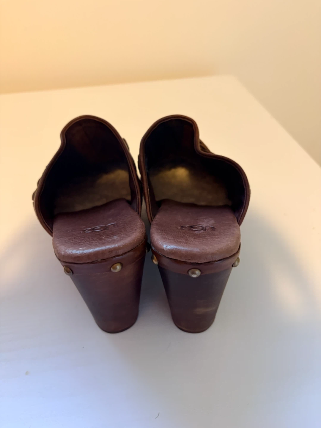 Brown Leather UGG Clogs - Size 7 - photo 4