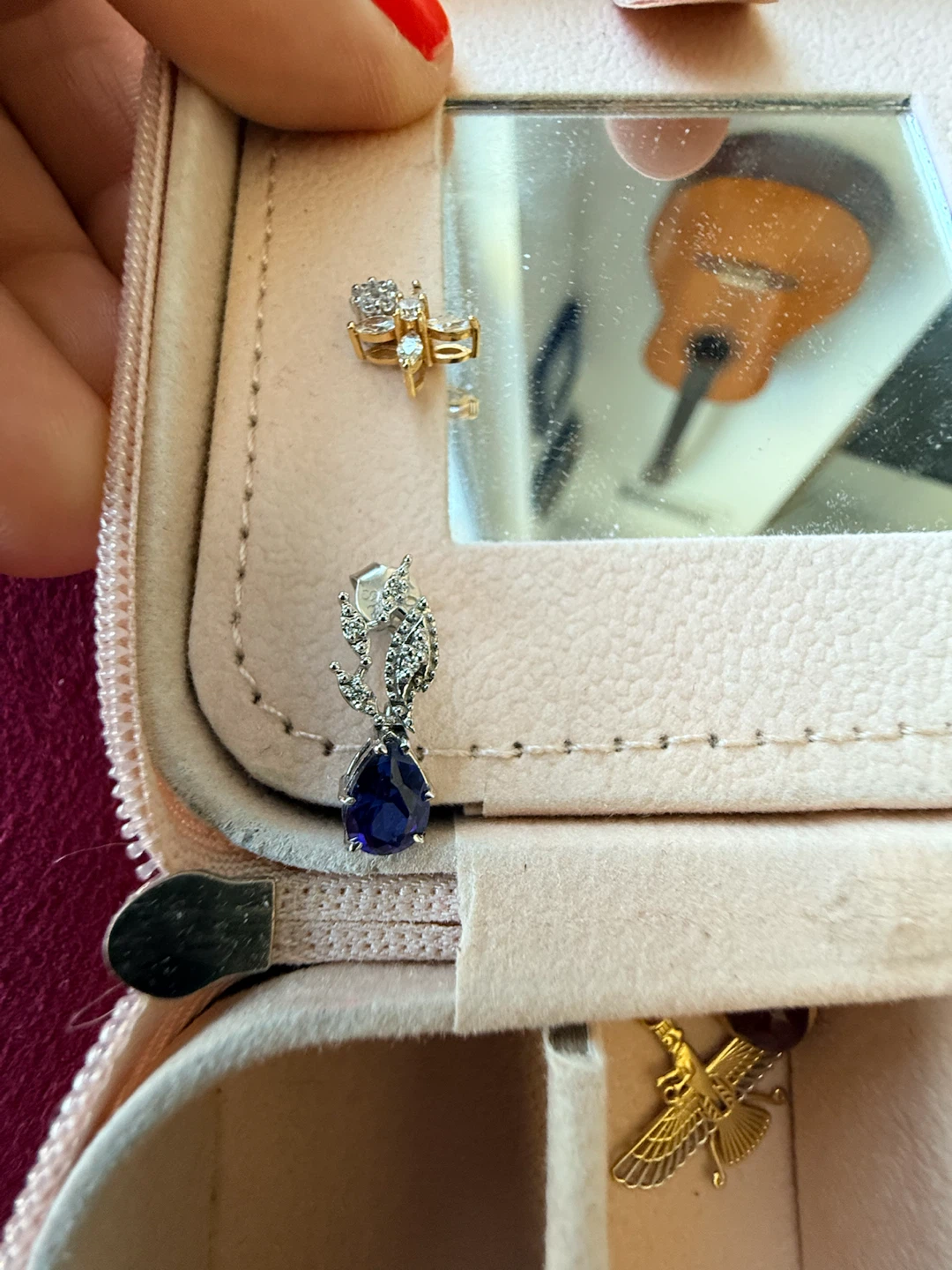 Silver Necklace and Earrings Set with Blue Gems - photo 4