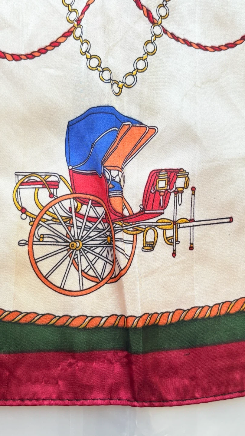 Square Scarf with Horse Carriage Print - photo 4