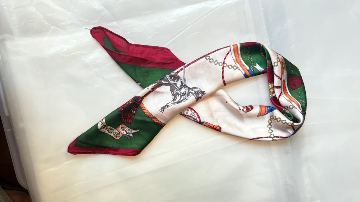 Square Scarf with Horse Carriage Print - photo 2