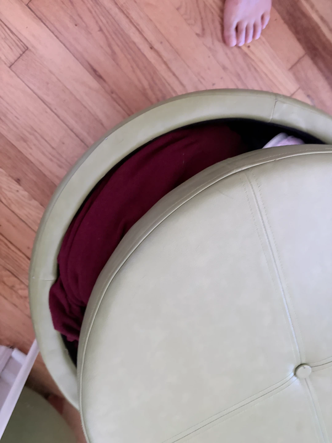 Round Storage Ottoman - Light Green - photo 2