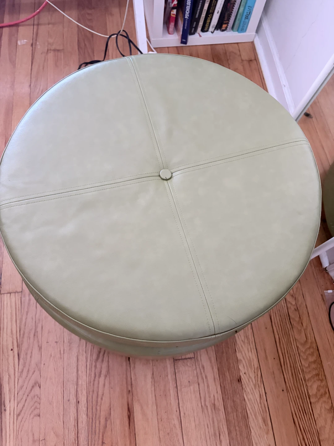 Round Storage Ottoman - Light Green - photo 3