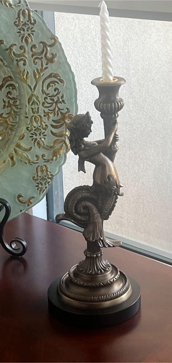 Bronze Mermaid Candlestick Holder