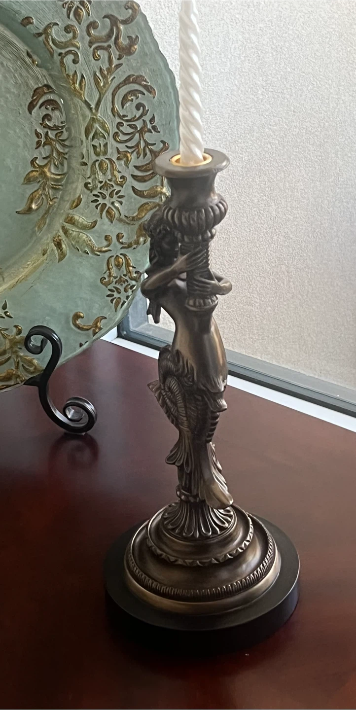 Bronze Mermaid Candlestick Holder - photo 2
