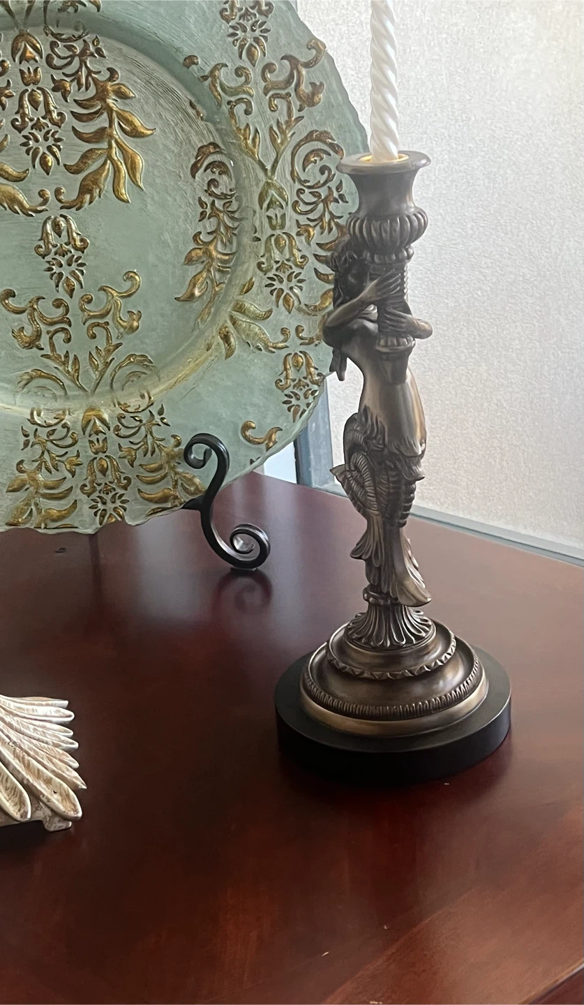 Bronze Mermaid Candlestick Holder - photo 3