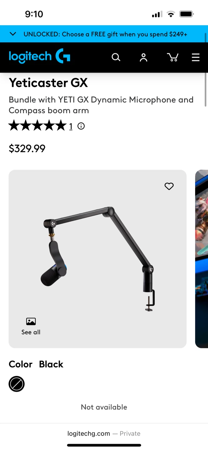 Logitech YetiCaster GX Microphone Boom Arm