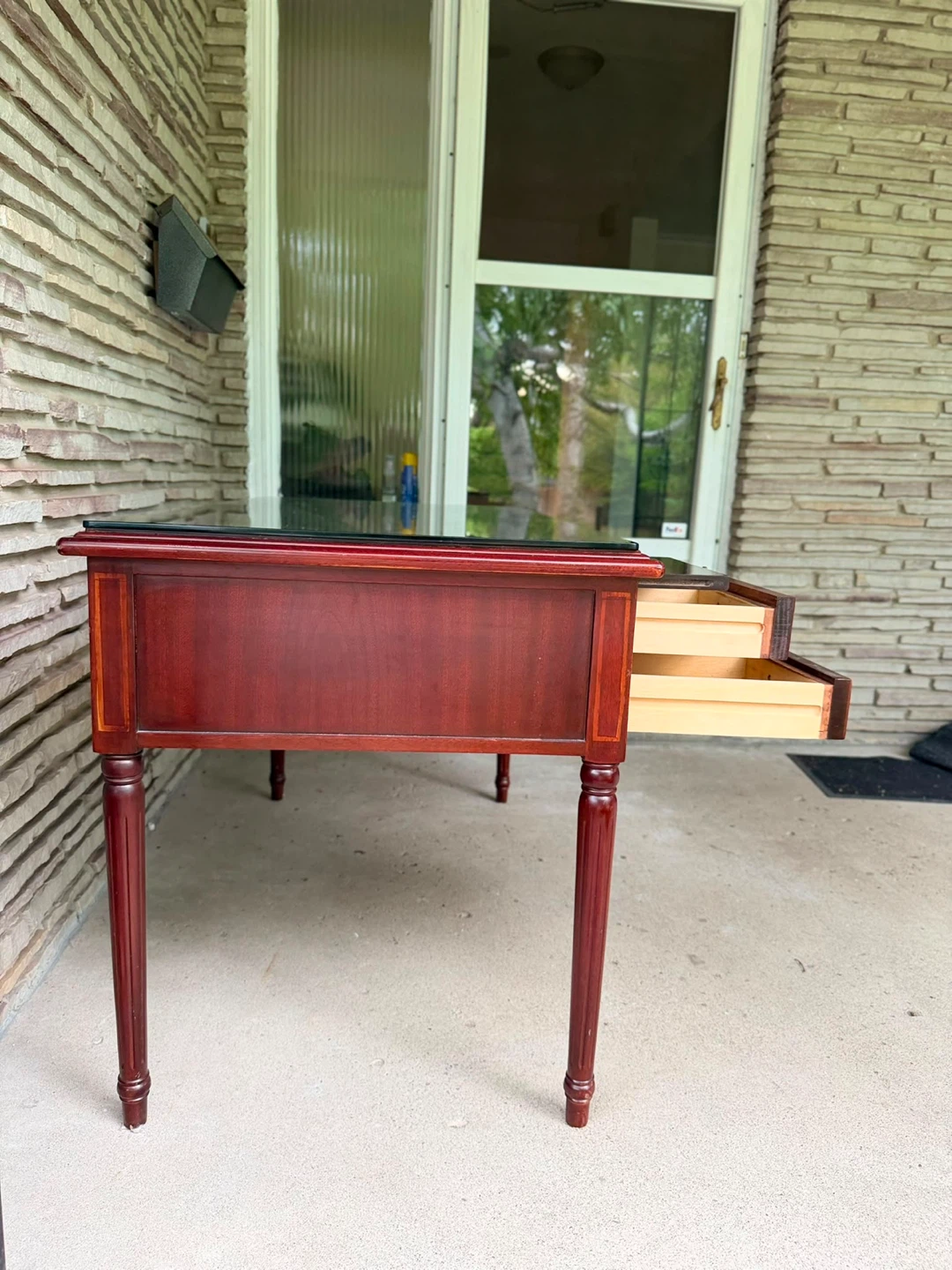 Cherry Wood Desk with Glass Top - photo 2
