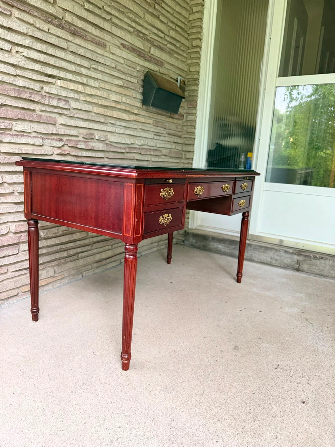 Cherry Wood Desk with Glass Top - photo 4