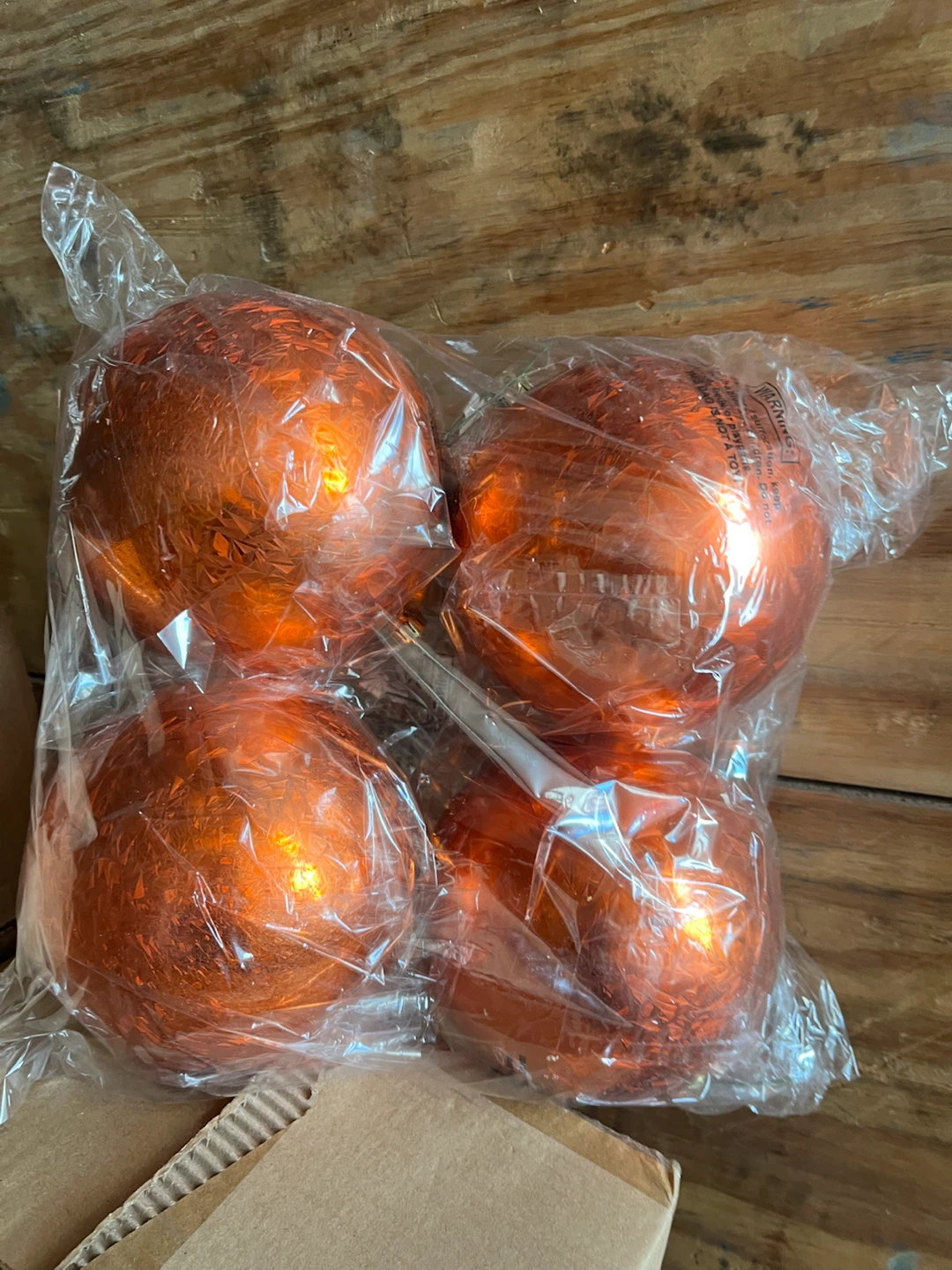 4 Orange Decorative Spheres - photo 2