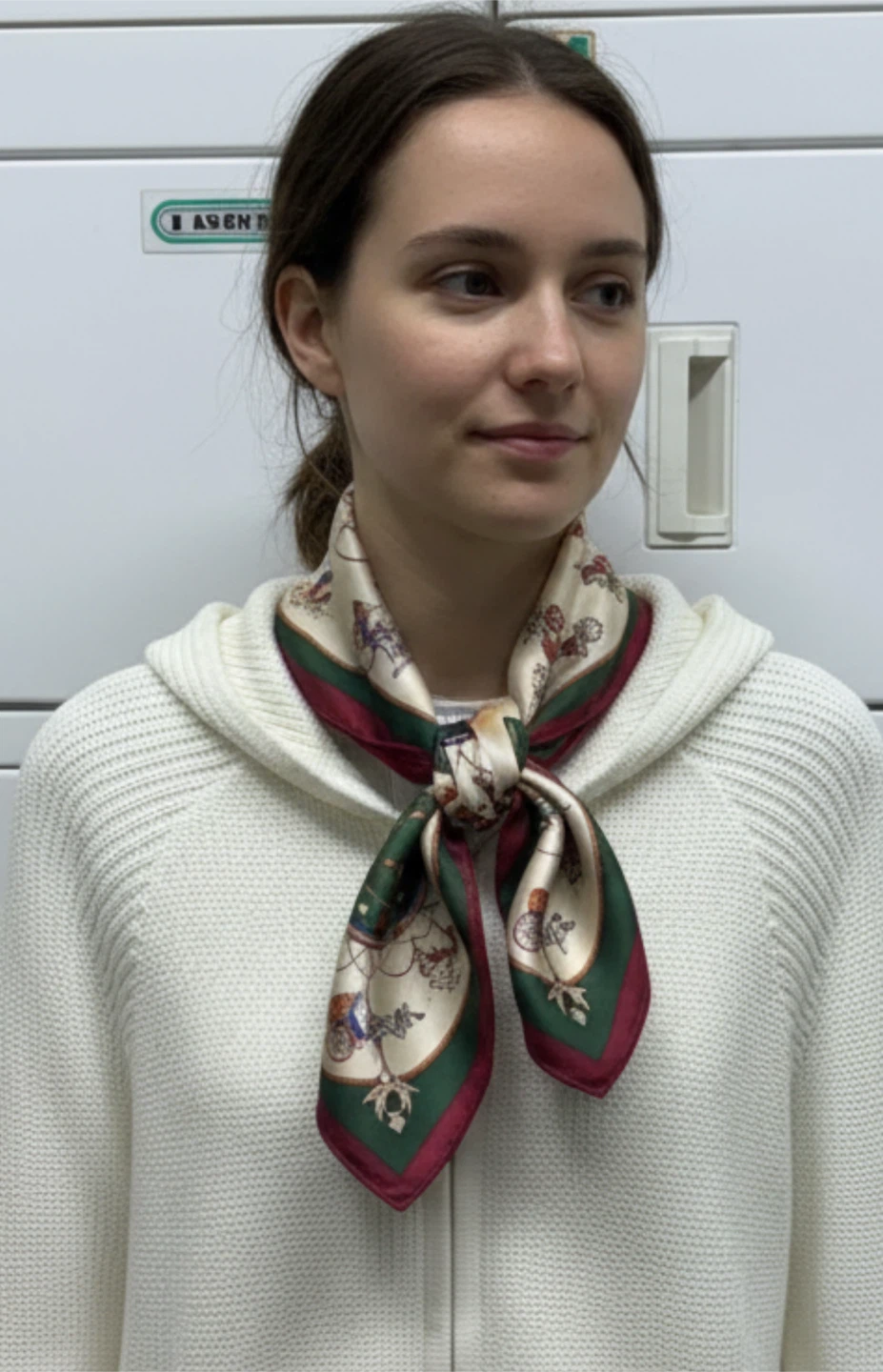 Square Scarf with Horse Carriage Print