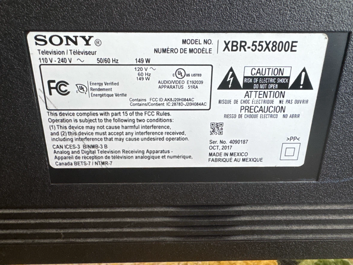 Selling a Sony Bravia X800E FOR PARTS or REPAIR - photo 2