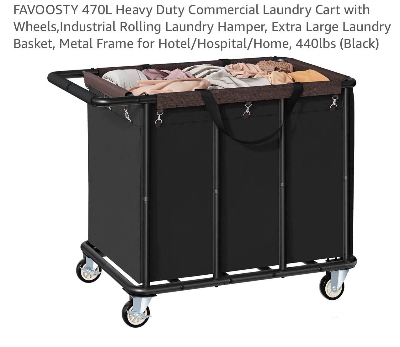 FAVOOSTY 470L Heavy Duty Commercial Laundry Cart with Wheels L47