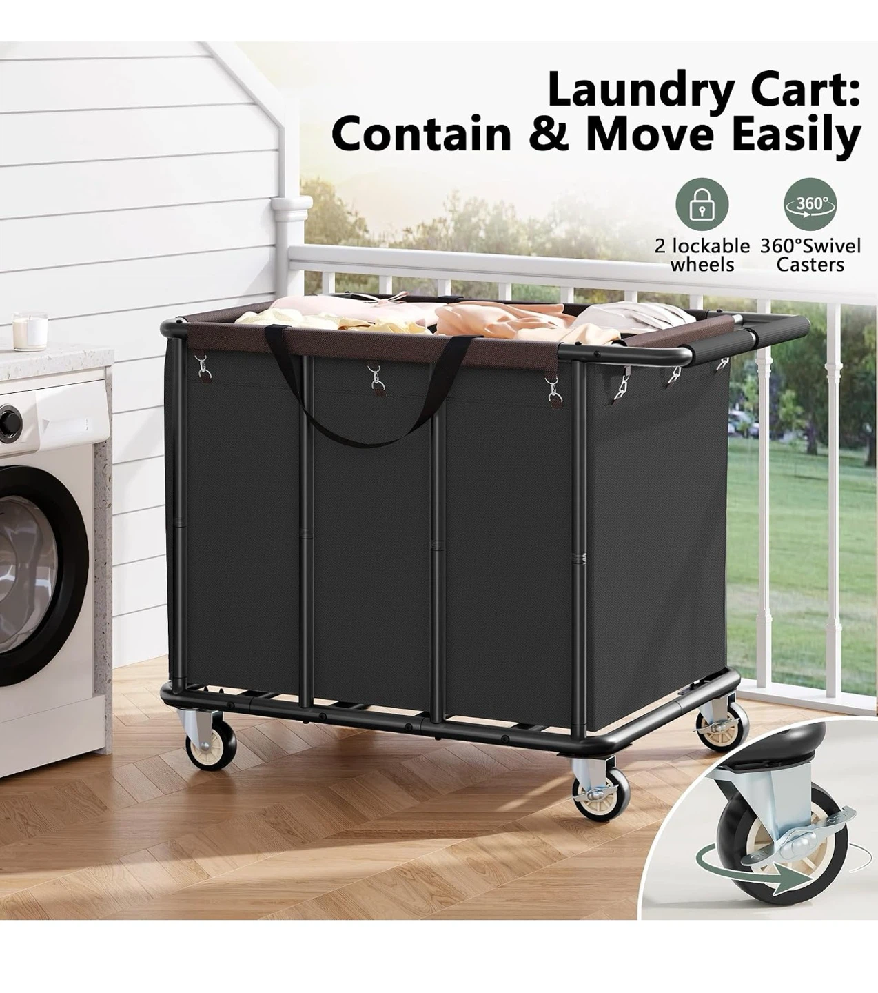 FAVOOSTY 470L Heavy Duty Commercial Laundry Cart with Wheels L47 - photo 4