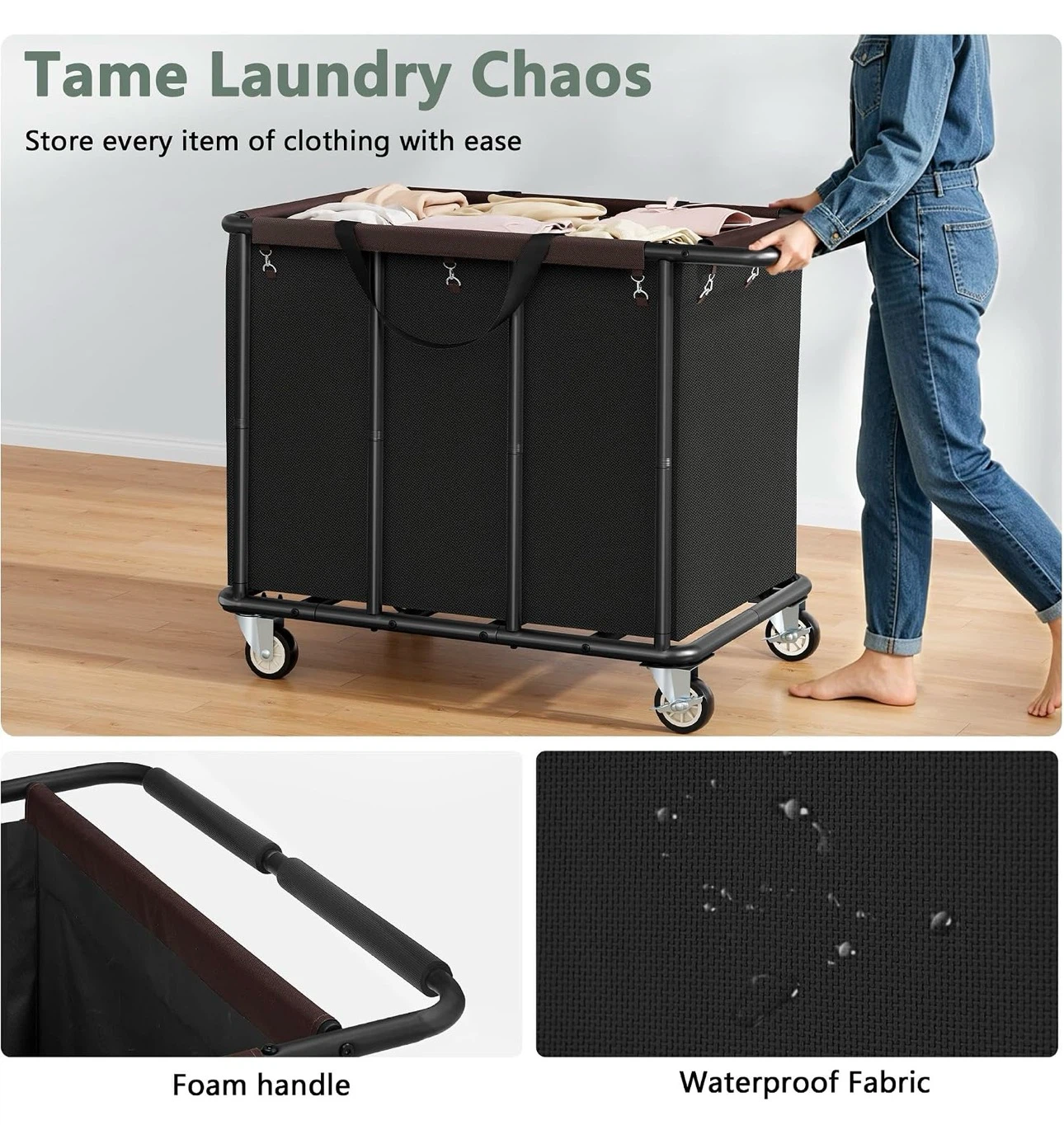 FAVOOSTY 470L Heavy Duty Commercial Laundry Cart with Wheels L47 - photo 5